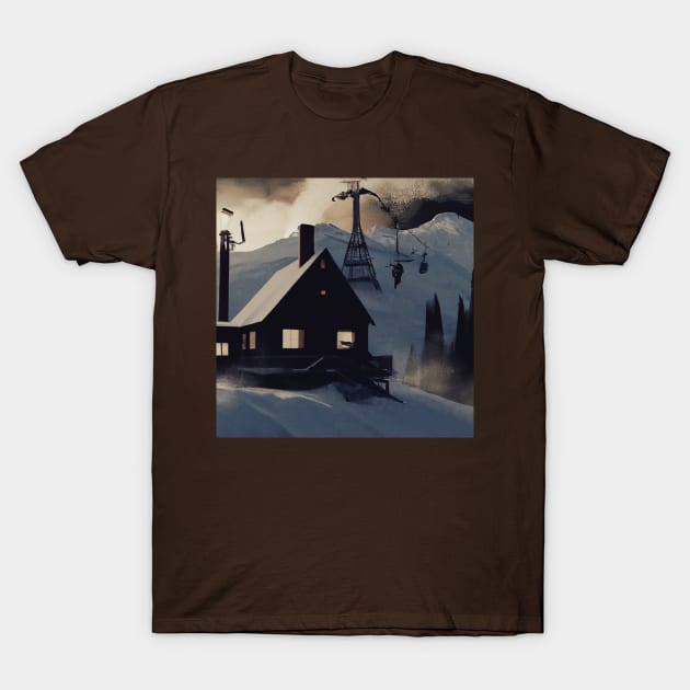 Gothic Ski Lodge T-Shirt by lofi_retrowave